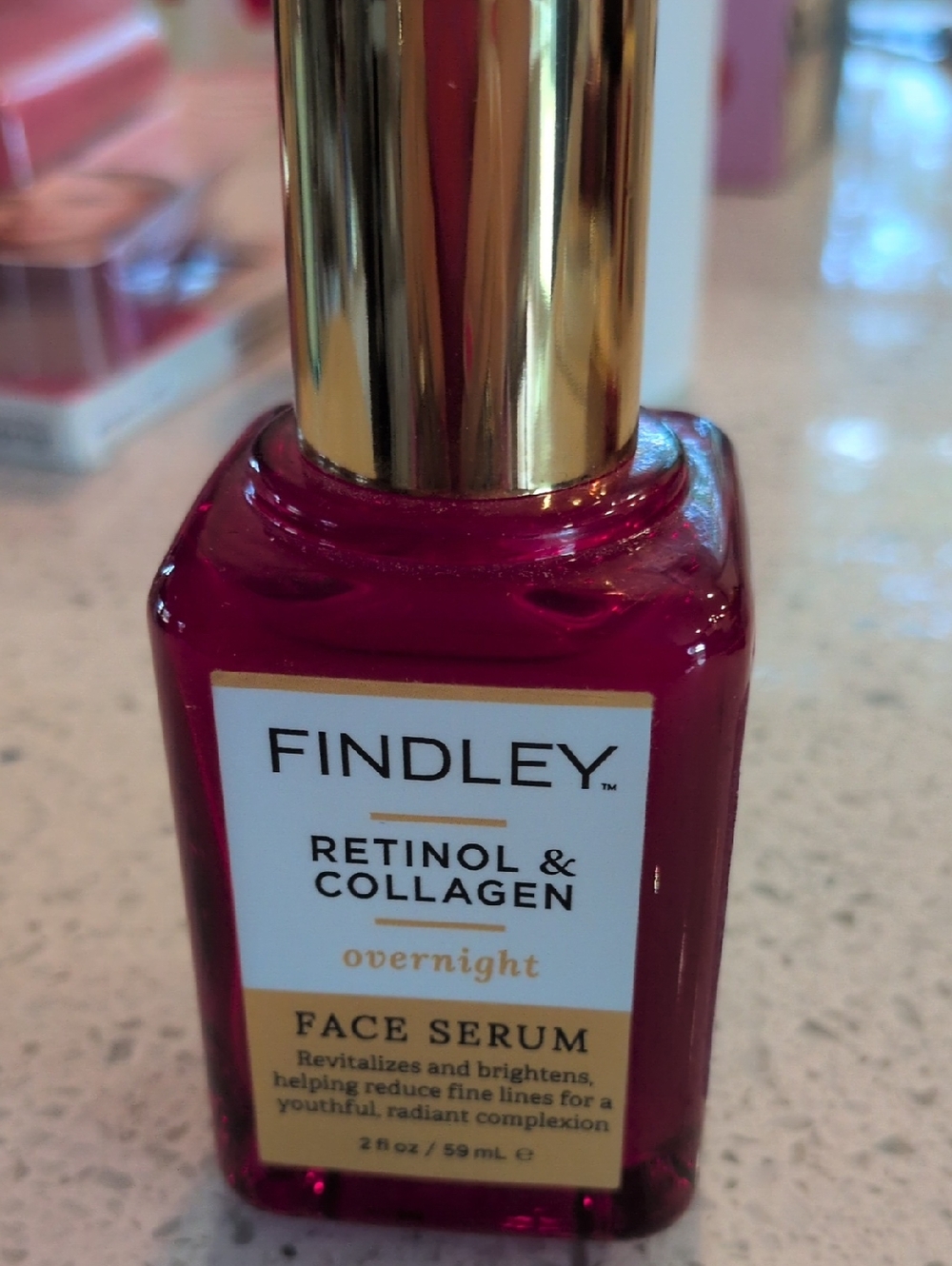 Finley Retinol & Collagen Overnight Face Serum - Deep Pink with Gold Cap